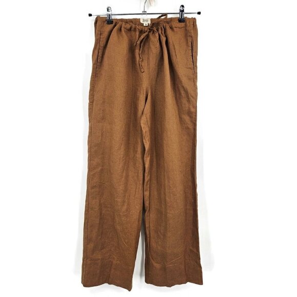 New Threads by Bed Threads Rust French Flax Linen Pants Womens M Drawstring - Picture 2 of 7